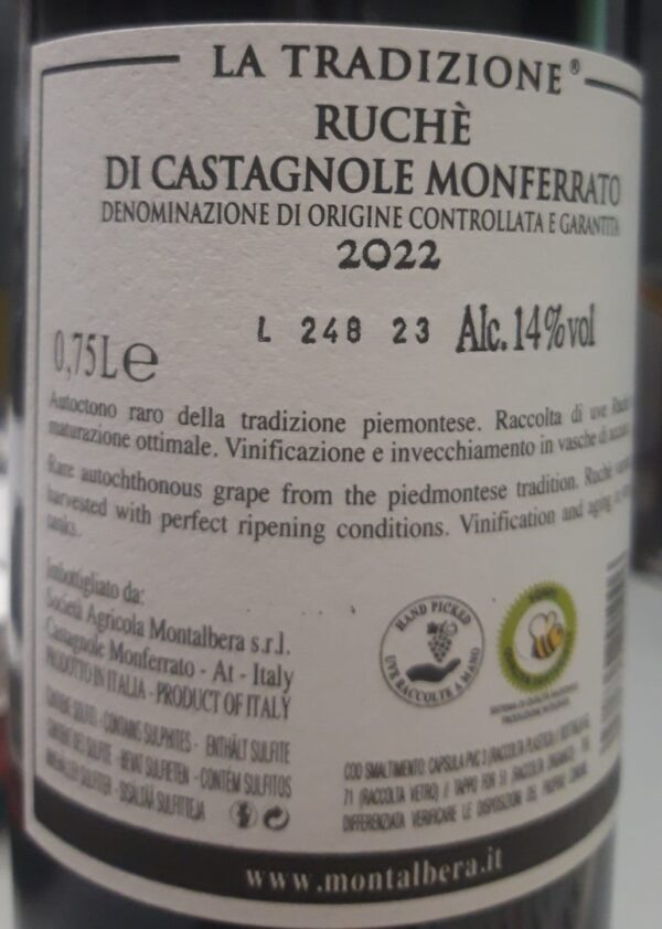 RUCHE' LA TRADIZIONE di Castagnole Monferrato DOCG 2022 - Montalbera - immagine 2